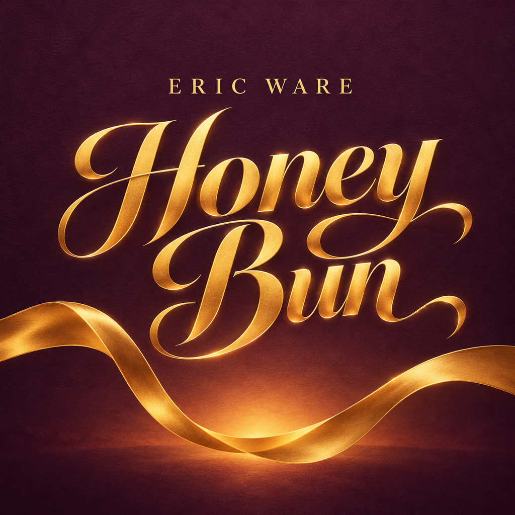 Burgundy and gold Honey Bun promotional artwork featuring the song title and Eric Ware's name